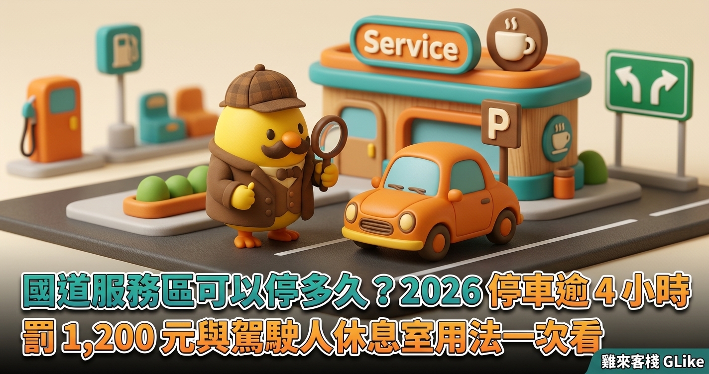 國道服務區可以停多久？2026 停車逾 4 小時罰 1,200 元與駕駛人休息室用法一次看