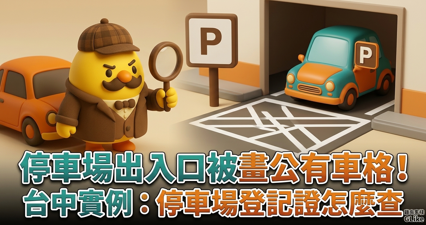 停車場出入口被畫公有車格！2026 台中實例：停車場登記證怎麼查、被擋住怎麼辦