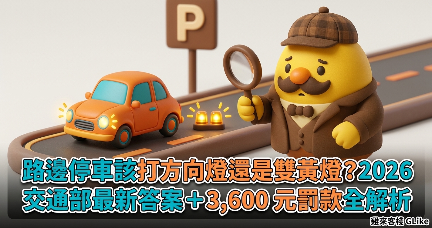 路邊停車該打方向燈還是雙黃燈？2026 交通部最新答案＋3,600 元罰款全解析
