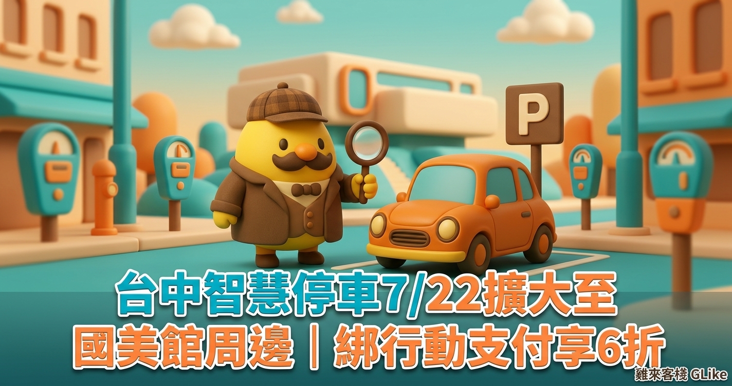 台中智慧停車7/22擴大至國美館周邊｜綁行動支付享6折，繳費路段一次看