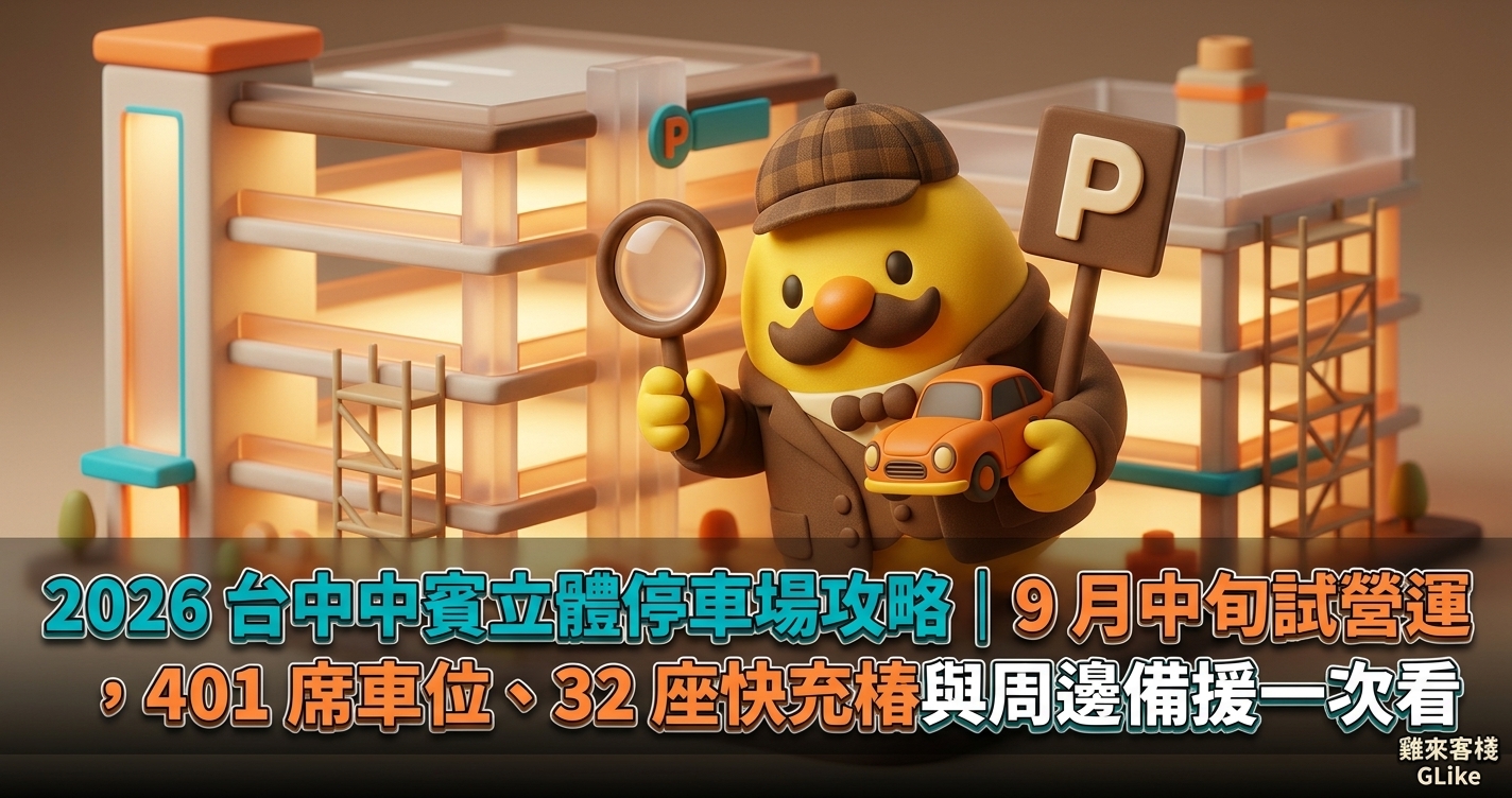 2026 台中中賓立體停車場攻略｜9 月中旬試營運，401 席車位、32 座快充樁與周邊備援一次看