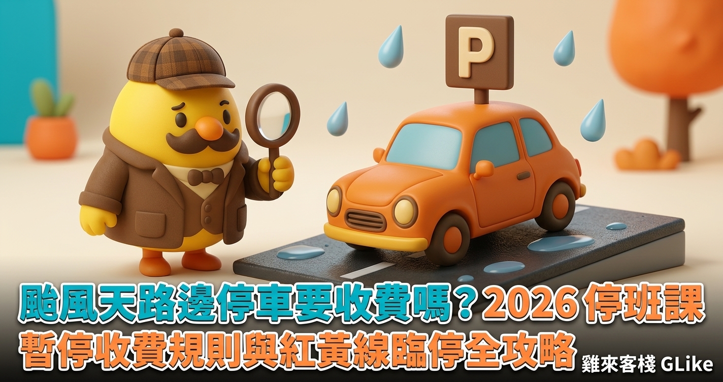 颱風天路邊停車要收費嗎？2026 停班停課暫停收費規則與紅黃線臨停全攻略