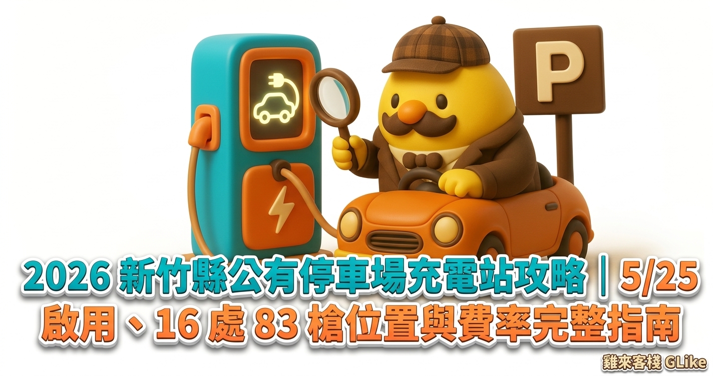 2026 新竹縣公有停車場充電站攻略｜5/25 啟用、16 處 83 槍位置與費率完整指南