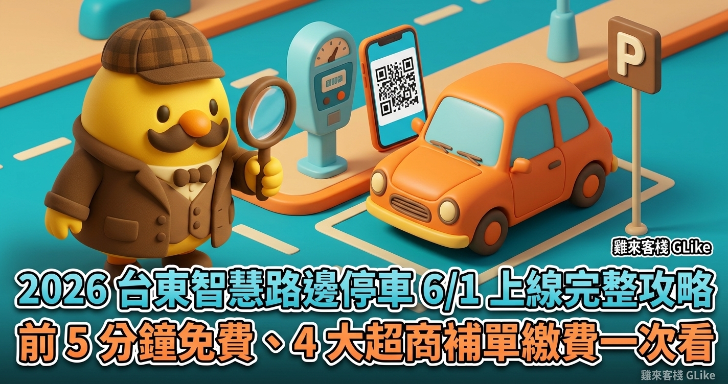 2026 台東智慧路邊停車 6/1 上線完整攻略｜前 5 分鐘免費、4 大超商補單繳費一次看